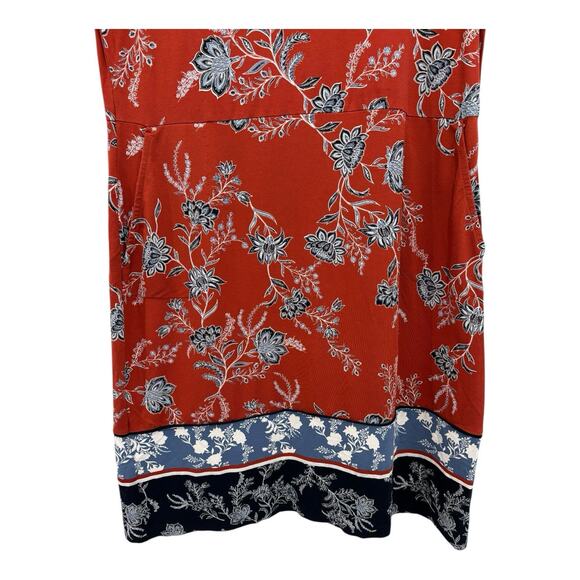 J Jill Wearever Collection Dress Women Small Red Blue White Floral Shift Pockets - Picture 5 of 13
